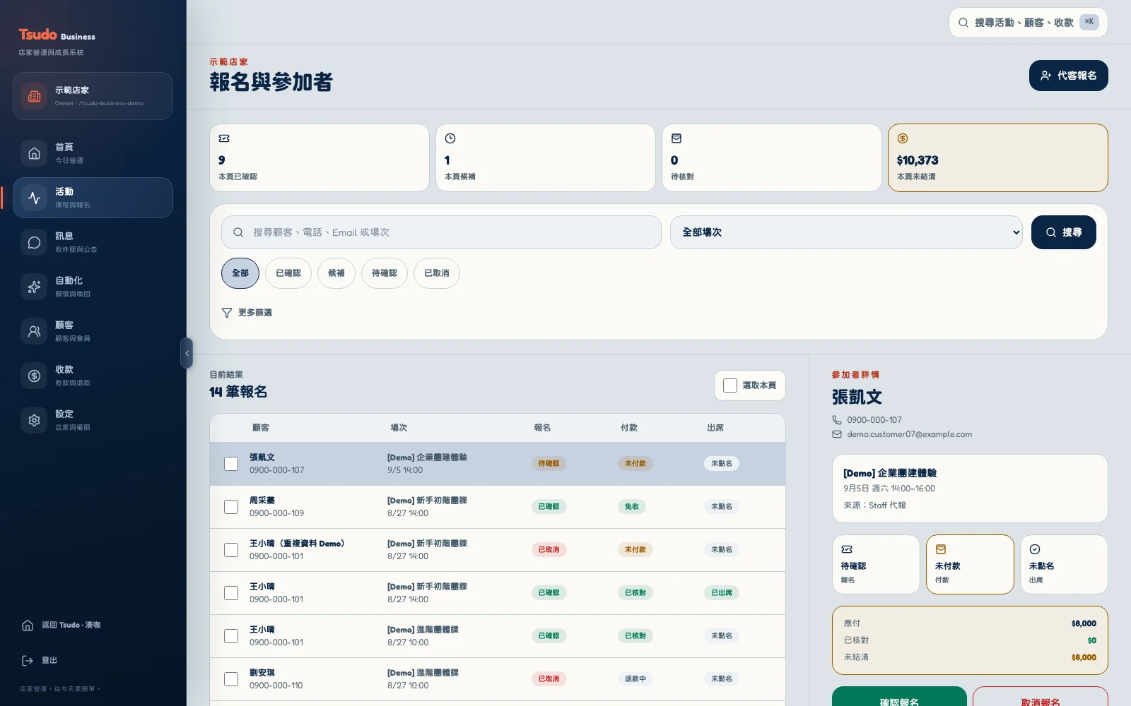 Tsudo Business 報名與參加者管理